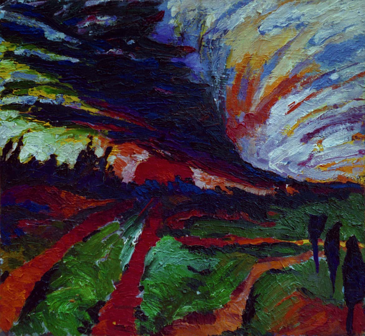 Gemälde: Landschaft mit Bewässerungsgräben - Ölgemälde von TM Rotschönberg